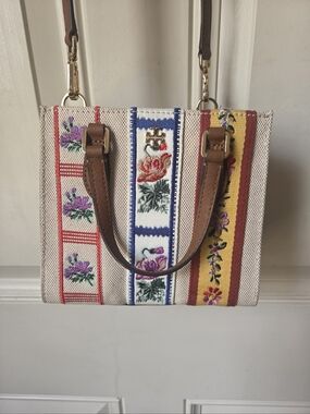 TORY BURCH• FLOWERS MINI TOTE🤎❤️💙💛